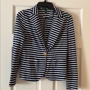 Navy/white striped blazer